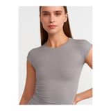 Dilvin Poliamid T-shirt, 36, 101A30856, Gri, Kadın