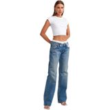 Dilvin Saten Boxer Detaylı Denim Pantolon, 38, 101A71494, Mavi, Kadın