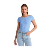 Dilvin Sırt Detaylı Soluk Efektli T-shirt, 36, 101A30419, Mavi, Kadın