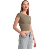 Dilvin Sırt Detaylı Soluk Efektli T-shirt, 38, 101A30419, Haki, Kadın