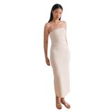 Dilvin Straplez Midi Elbise, 36, 101A91368, Taş, Kadın