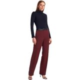 Dilvin Suni Deri Detaylı Pantolon, 36, 101A71603, Bordo, Kadın