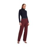 Dilvin Suni Deri Detaylı Pantolon, 40, 101A71603, Bordo, Kadın