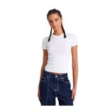 Dilvin V Yaka Basic Pamuk T-shirt, 40, 101A31673, Beyaz, Kadın