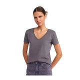 Dilvin V Yaka Basic T-shirt, 36, 101A03470, Füme, Kadın