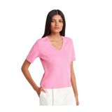 Dilvin V Yaka Kısa Kollu T-shirt, 36, 101A31840, Pembe, Kadın