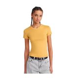 Dilvin V Yaka Rengi T-shirt, 40, 101A31673, Hardal, Kadın