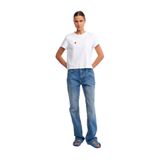 Dilvin Vintage Görünümlü Wideleg Denim Pantolon, 36, 101A71427, Mavi, Kadın