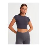 Dilvin Vücuda Oturan Crop Top Bluz, 36, 101A30936, Antrasit, Kadın