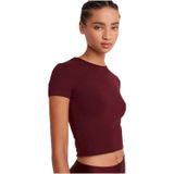 Dilvin Vücuda Oturan Kısa Kollu T-shirt, 38, 101A31906, Bordo, Kadın