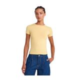 Dilvin Vücuda Oturan Kısa Kollu T-shirt, 38, 101A31906, Sarı, Kadın