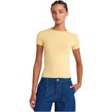 Dilvin Vücuda Oturan Kısa Kollu T-shirt, 40, 101A31906, Sarı, Kadın