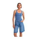Dilvin Yıkama Efektli Düğmeli Atlet, 36, 101A20840, Açık İndigo, Kadın