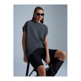 Dilvin Yün Karışımlı Oversize Süveter, Standart, 101A10839, Füme, Kadın