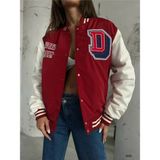 Dimalis Kadın Oversize Nakışlı Kolej Ceket - Bordo