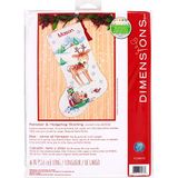 Dimensions Kanaviçe "Ren Geyiği ve Kirpi" Kişiselleştirilmiş Noel Çorap Seti, Beyaz 14 Adet Aida, 40 cm