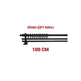 di'mora by ağbaht züc. Siyah Çift Raylı Ahşap Rustik Perde Askısı Rustik Borusu - 100 Cm