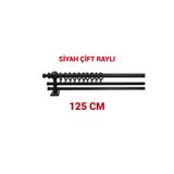di'mora by ağbaht züc. Siyah Çift Raylı Ahşap Rustik Perde Askısı Rustik Borusu - 125 Cm