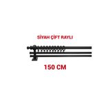 di'mora by ağbaht züc. Siyah Çift Raylı Ahşap Rustik Perde Askısı Rustik Borusu - 150 Cm
