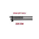 di'mora by ağbaht züc. Siyah Çift Raylı Ahşap Rustik Perde Askısı Rustik Borusu - 225 Cm