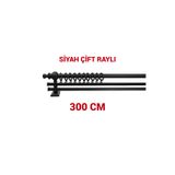 di'mora by ağbaht züc. Siyah Çift Raylı Ahşap Rustik Perde Askısı Rustik Borusu - 300 Cm