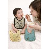 Dimple Baby Orman Dostları 3 Parça Mama Önlüğü - Siyah - Mavi - Açık Gri - 2XS