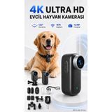 Dimute Shop 4K Ultra HD WiFi Evcil Hayvan Kamera Pro Kiti | Giyilebilir Kablosuz Aksiyon Kamerası – Siyah