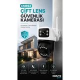 Dimute Shop CMR62 Çift Lens Wifi Güvenlik Kamerası Ptz Gece Görüşlü Hareket Takipli Ip Kamera - Siyah