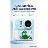 Dimute Shop Dijital Fotoğraf Makinesi Çocuk Termal Resim Kağıt Baskılı Yazıcı Kamera Video Makinesi CMR92 - Mavi