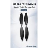 Dimute Shop J18 Pro ve T2P Drone Uyumlu 4 Adet Yedek Pervane Kanat Seti 7 x 2 cm - Siyah