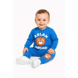 dinamik çocuk Aslan Parçası Baskılı Erkek Bebek 2'li Takım | Mevsimlik 2 İplik Sweatshirt Eşofman Alt Üst Takım 3-