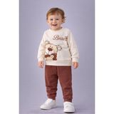 Dinamik çocuk Erkek Bebek Teddy Bear Oyuncak Ayı Ön-Arka Baskılı 2'li Eşofman Takımı – Mevsimlik 2iplik Alt Üst Takım 3-6-9-12AYLIK - Kiremit - 3 - 6 Ay