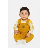 Dinamik çocuk Erkek Bebek Tulum+Zıbın Alttan çıtçıtlı 2'li Tulum Seti – Zıbın ve Tulum | 3-6-9 Ay Bebek Kıyafeti - Hardal - 0 - 3 Ay