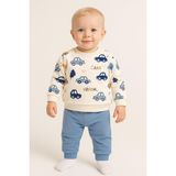 Dinamik çocuk Erkek Bebek/çocuk Arabas Desenli 2'li Takım Sweatshirt ve Eşofman Altı 3-6-9-12AYLIK - 6 - 9 Ay - Mavi