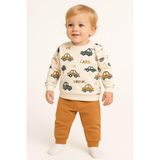 Dinamik çocuk Erkek Bebek/çocuk Arabas Desenli 2'li Takım Sweatshirt ve Eşofman Altı 3-6-9-12AYLIK - 9 - 12 Ay - Turuncu