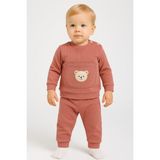 Dinamik çocuk Erkek Bebek/çocuk Ayıcık Nakışlı Ribanalı 2'li Takım Sweatshirt ve Eşofman Altı 3-6-9-12AYLIK - 6 - 9 Ay - Kahverengi