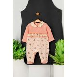Dinamik çocuk Fırfırlı Fiyonklu Bebe Yaka Patikli Tulum 0-12AY Alttan Çıt Çıtlı - Somon - 3 - 6 Ay