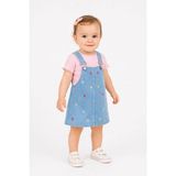 Dinamik çocuk Kız Bebek Kalp Nakışlı Kısa Kollu Jile Elbise & Ribanalı Tişört 2'li Takım Yazlık 6-24 Ay %100 Pamuk - 18 - 24 Ay - Pembe