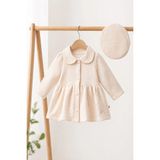Dinamik çocuk Kız Bebek Kapitone Trenç Elbise & Paris Şapka 2'li Takım – 6-12-18 Ay, Premium Zigzag Desen, Mevsimlik - 6 Ay - Krem