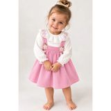 Dinamik çocuk Kız Bebek Vintage Bebe Yakalı, Fitilli Çiçek Aksesuarlı Elbise L L 6-9-12-18-24 Ay Elbise - Pembe - 12 - 18 Ay