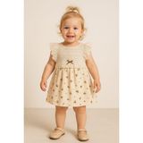 Dinamik çocuk Kız Bebek Vintage Zarif Dantel Yaka Detaylı Çiçek Desenli Elbise Yazlık Şık Model 3-6-9-12-18-24AY - 6 - 9 Ay - Kahverengi