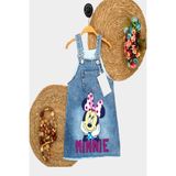 Dinamik çocuk Kız Çocuk Kot Jile Salopet Minnie Mouse Baskılı Denim Elbise - 1 - 2 Yaş