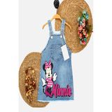 Dinamik çocuk Kız Çocuk Kot Jile Salopet Minnie Mouse Baskılı Denim Elbise - 24 - 36 Ay