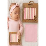 Dinamik çocuk Kız Erkek Bebek 7li Ağız Mendili %100 Pamuk Yenidoğan Bebek Mendili 20CMX20CM Hediyelik Craft Kutuda - Pembe