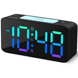 Dinamik RGB Gece Işığı ile Yatak Odaları için Süper Gürültülü Çalar Saat, Ağır Uyuyanlar Yetişkinler, Çift Alarm, Dimmer, USB Şarj Cihazı, Çocuklar, Gençler, Yaşlılar için Led Ekranlı Küçük Soğuk