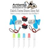 Dinamo Deney Seti 1 Paket Ruzgar Enerjisinden Elektrik Uretme Deney Seti Dinamo Acma Kapama Anahtari Mantar Led Ampul