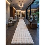 Dinarsu Antiq Halı Bubble Beyaz Modern Kaymaz Taban Salon Hol, Koridor Mutfak Yıkanabilir Jel Kesme Yolluk - 200 x 340 cm