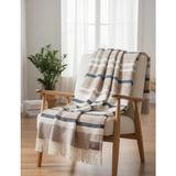 Dinarsu Livoras Home Cozy Life Pamuklu Püsküllü Skoç Tv Battaniyesi Cunda Bej Lacivert 130 x 170 - 130 x 170 cm - Bej - Lacivert