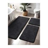Dinarsu Peluş Kaymaz Taban Makinede Yıkanabilir Banyo Paspası (50x80 40x50 50x50)ANTRASİT