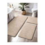 Dinarsu Peluş Kaymaz Taban Makinede Yıkanabilir Banyo Paspası (50x80 40x50 50x50)BEJ